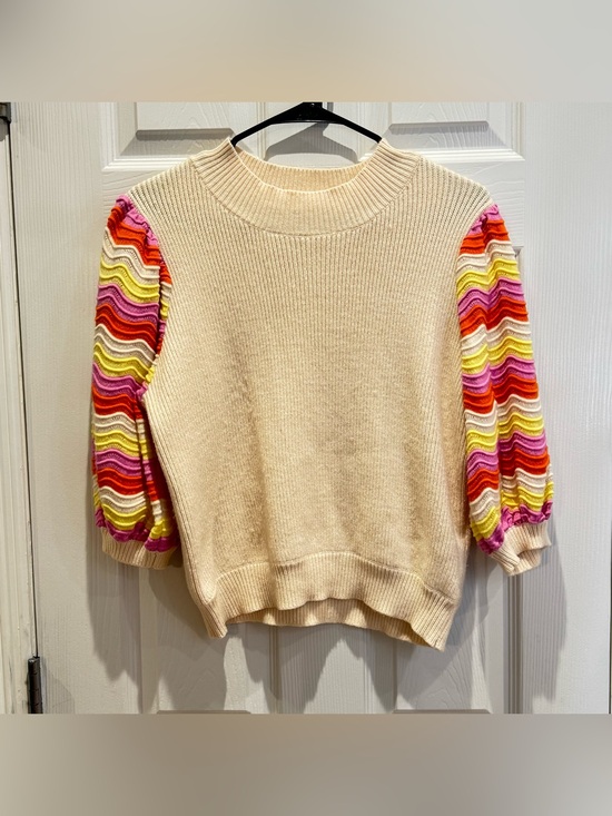 THML Sweaters - THML Women's Small Ribbed Knit Sweater Pink Orange Yellow